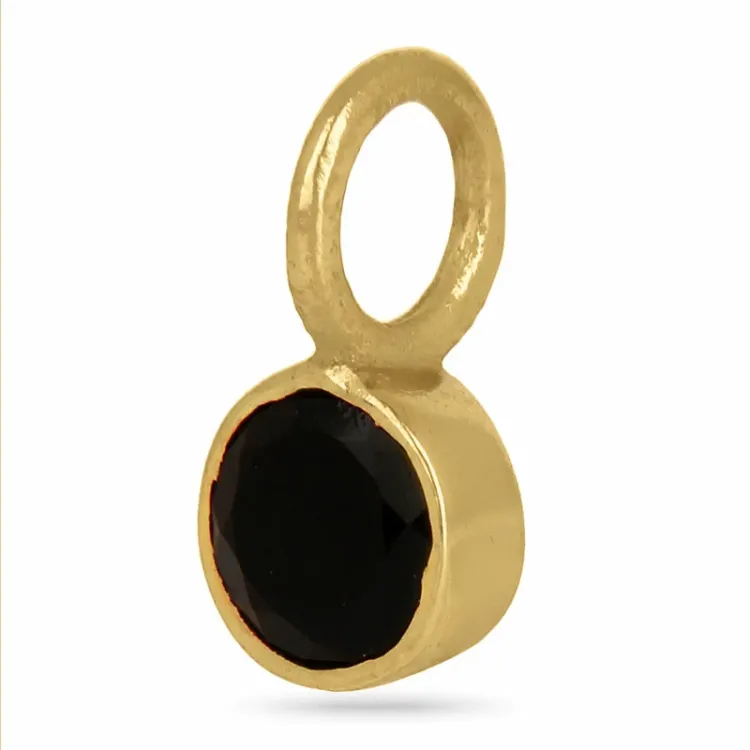 pieni musta onyx riipus  kullattua hopeaa - Loom Stones