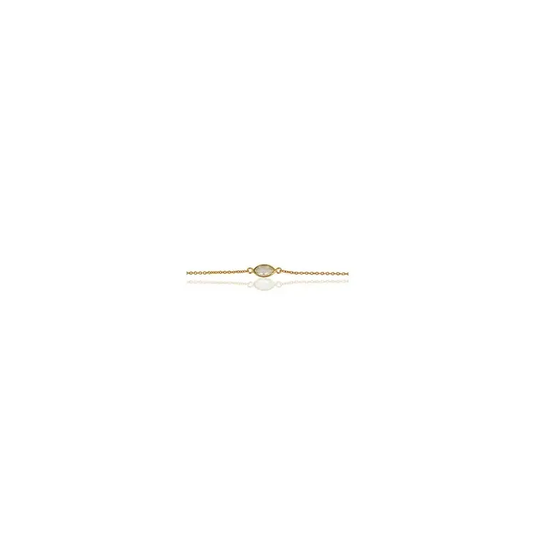 Valkoinen kristalli rannekoru kullattua hopeaa 19,0 cm x 5,0 mm