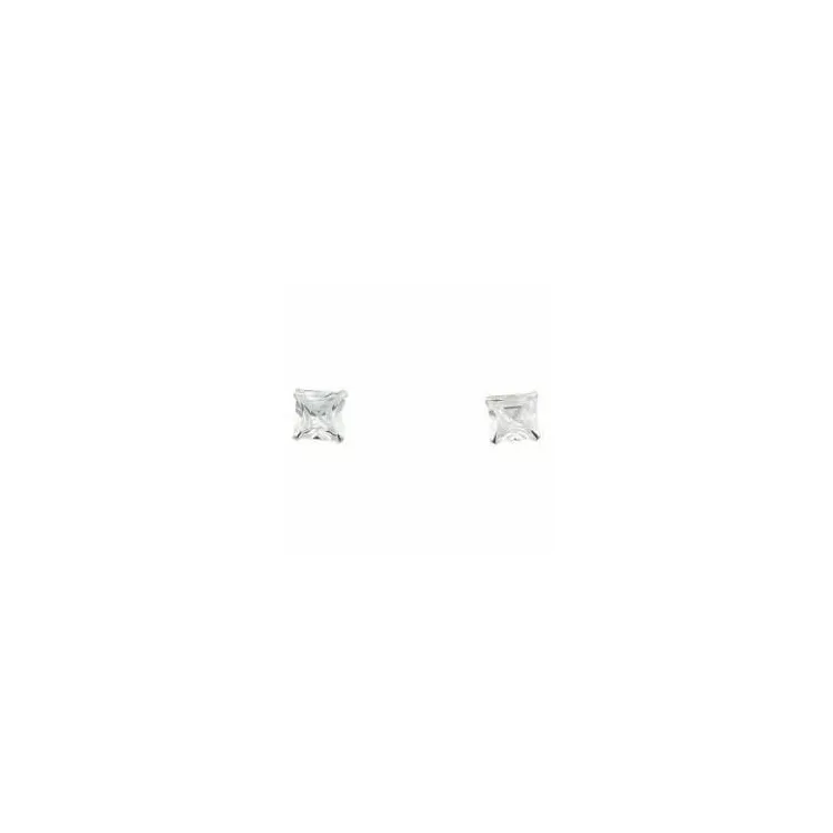 Neliskulmainen 5 x 5 mm nappikorvakorut  hopeaa