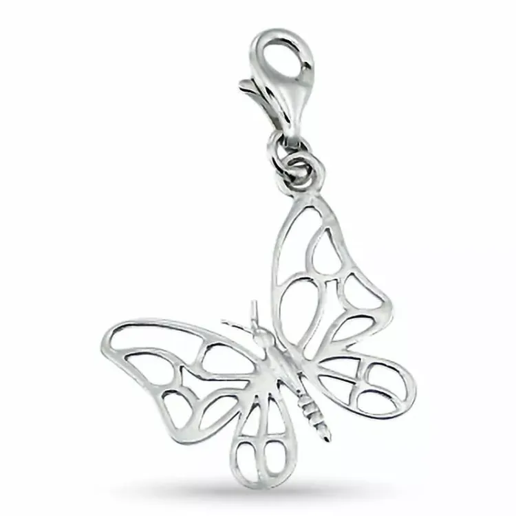 Elegantti perhonen charm hopeaa