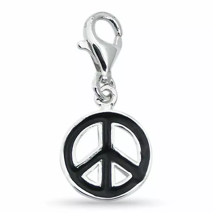 Kiiltävä rauhanmerkki charm hopeaa