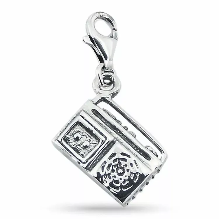 Neliskulmainen radio charm  hopeaa 