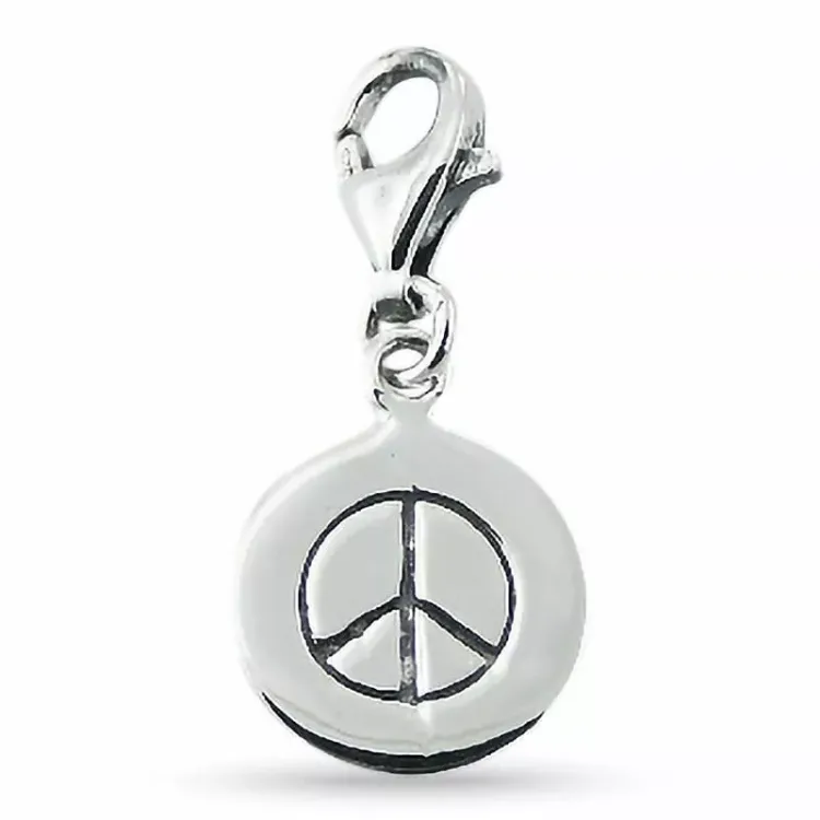 Pyöreä rauhanmerkki charm  hopeaa 