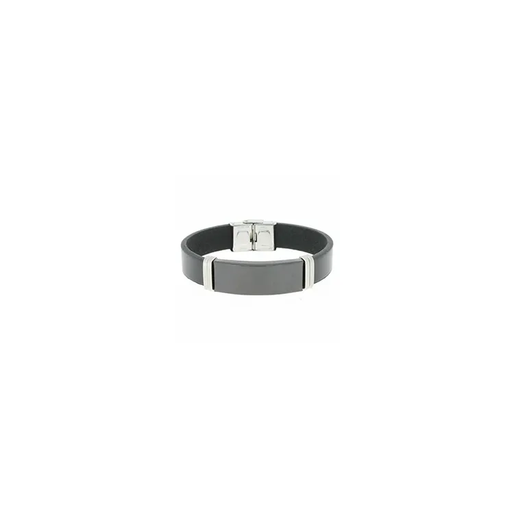 Rannekoru musta nahkaa, jossa on terästä laas x 13,4 mm