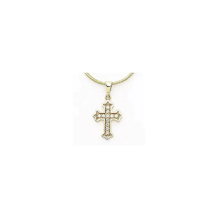 Fleur de lis risti zirkoni riipus 14 karaatin kultaa