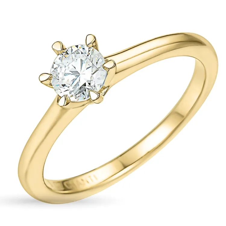6,0 mm zirkoni solitaire-sormus 9 karaatin kultaa