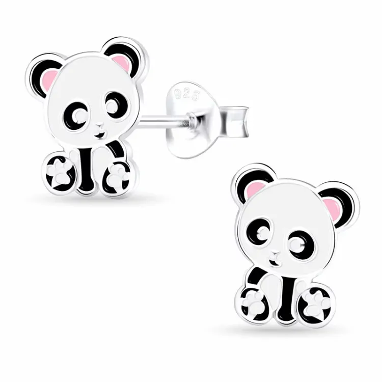 panda lasten korvakorut  hopea - Little Ones