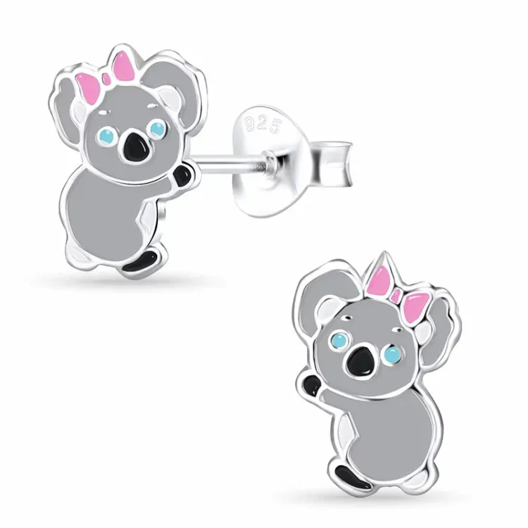 koalakarhu lasten korvakorut  hopea - Little Ones
