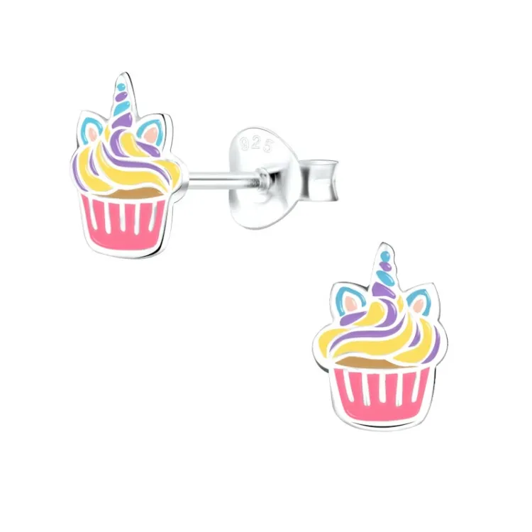 cup cake lasten korvakorut  hopea - Little Ones