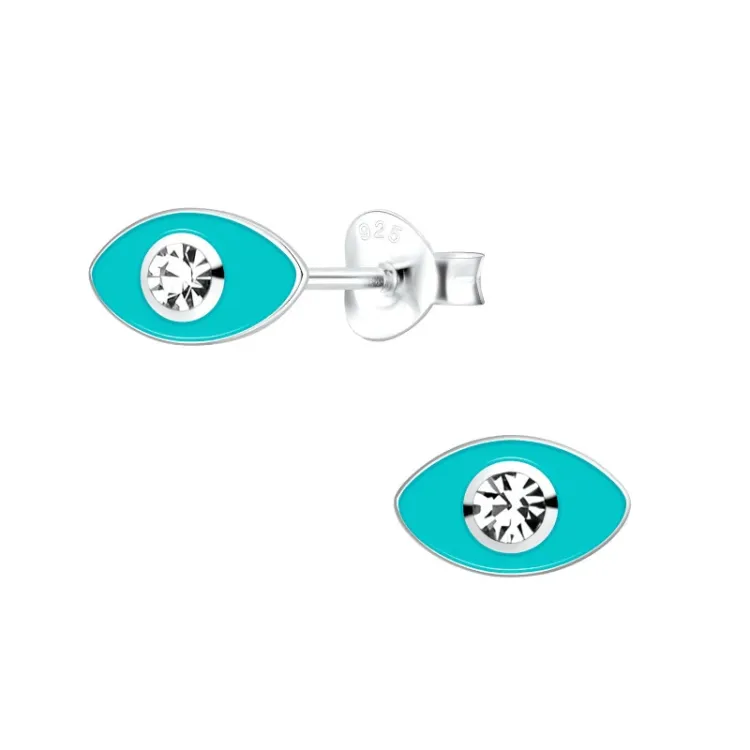 evil eye kristalli lasten korvakorut hopea