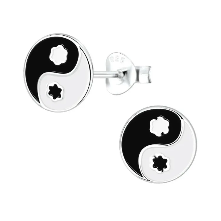 Yin Yang lasten korvakorut  hopea - Little Ones