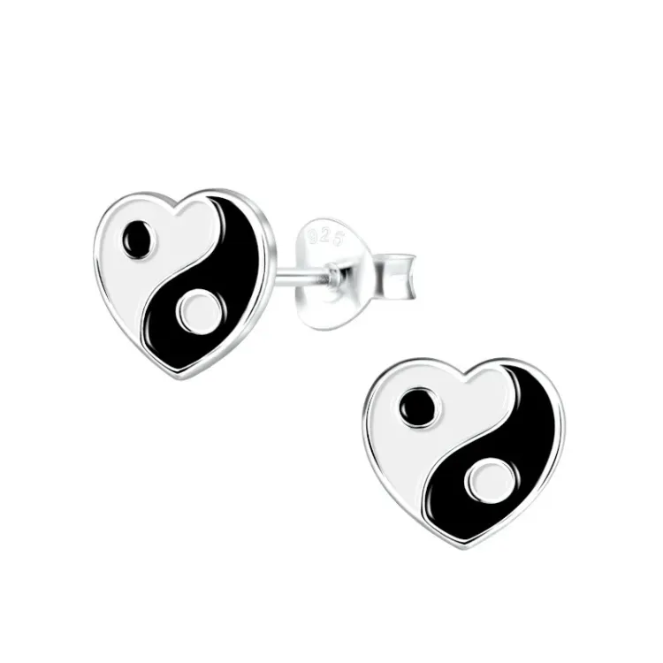 sydän Yin Yang lasten korvakorut  hopea - Little Ones