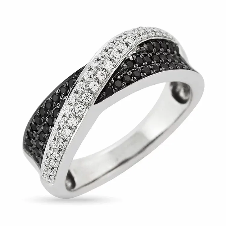 musta timantti valkokultasormus 14 karaatin valkokultaa 0,23 ct 0,3 ct