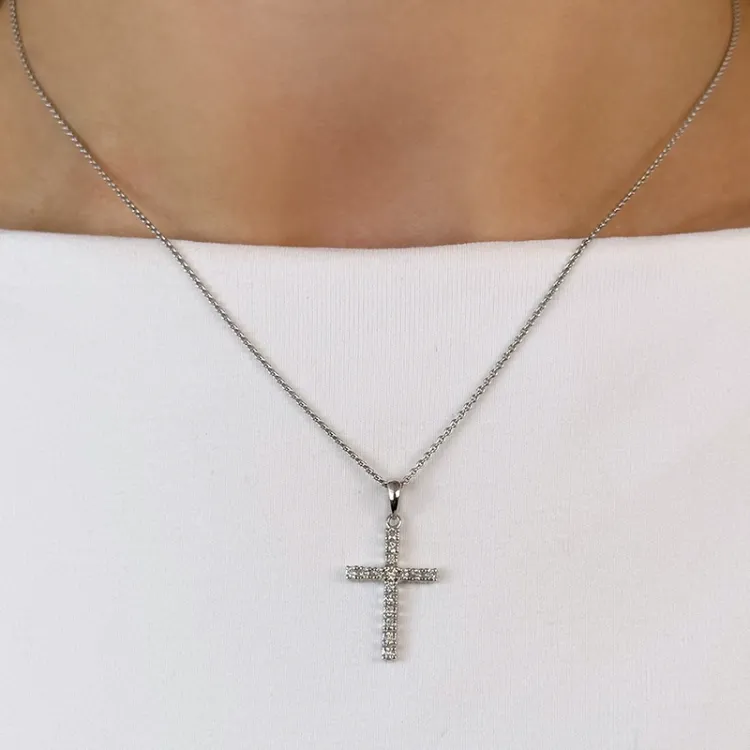 risti timantti riipus 14 karaatti valkokultaa 0,26 ct