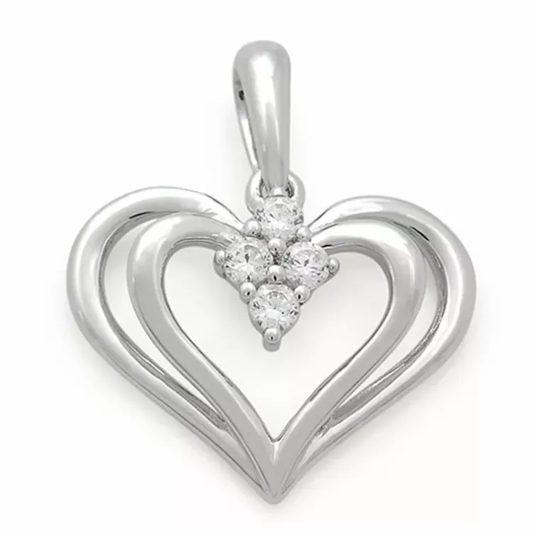 sydän timanttiriipus 14 karaatti valkokultaa 0,12 ct