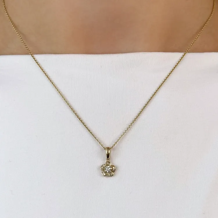 kukka timanttiriipus 14 karaatti kultaa 0,12 ct 0,04 ct