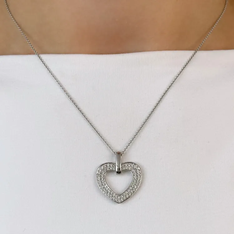 sydän timantti riipus 14 karaatti valkokultaa 0,502 ct