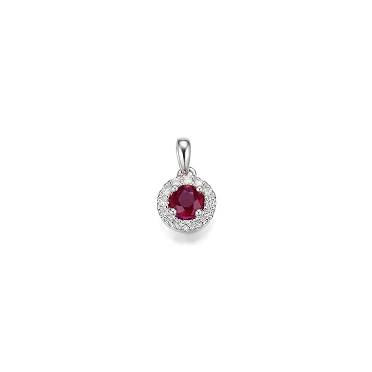 rubiini timanttiriipus 14 karaatti valkokultaa 0,45 ct 0,12 ct