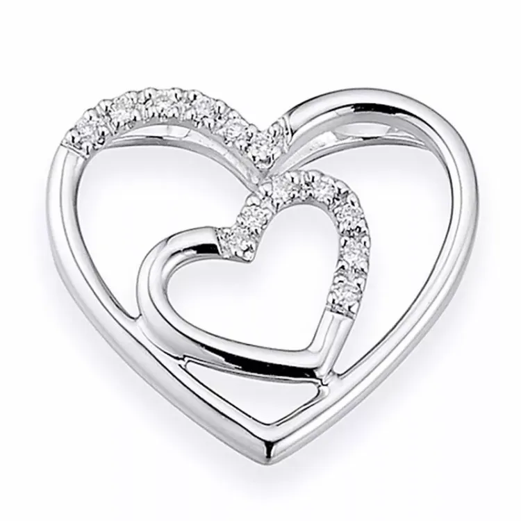 sydän timanttiriipus 14 karaatti valkokultaa 0,05 ct