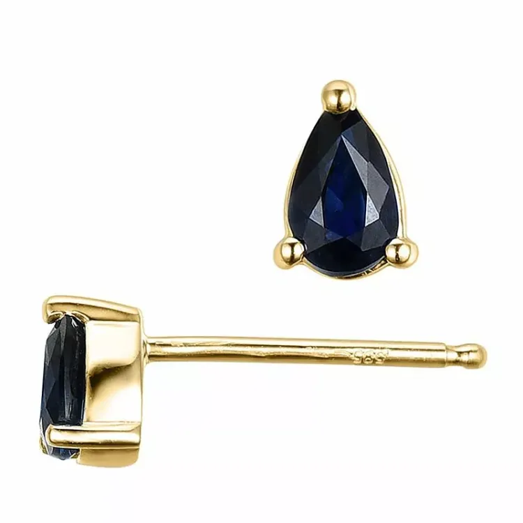 2 x 0,28 ct koru sininen safiiri nappikorvakorut 14 karaatin kultaa kanssa safiiri 