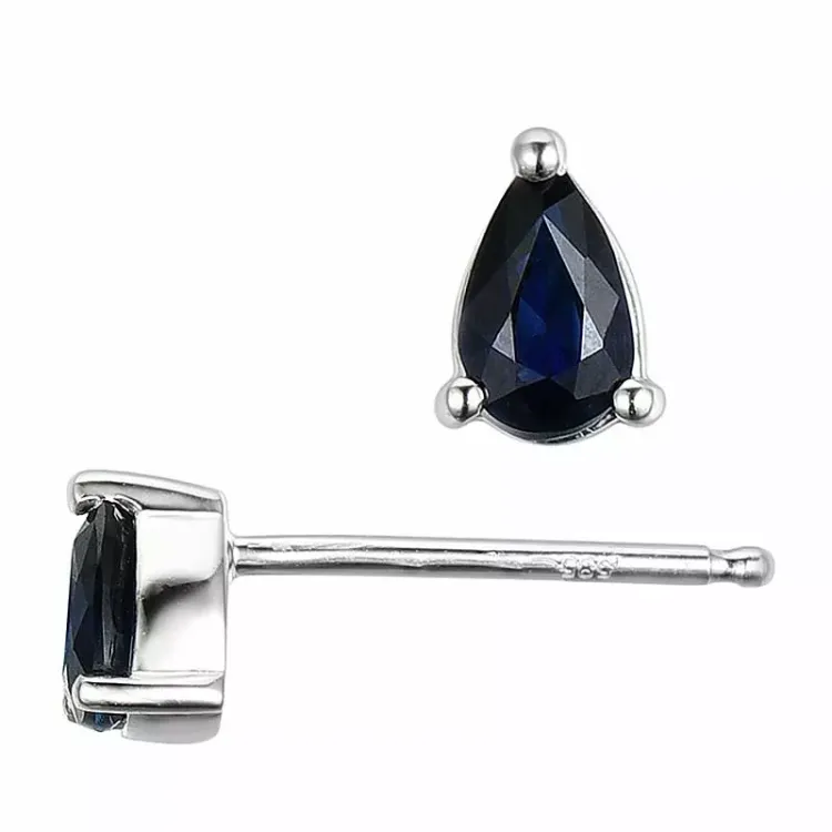 2 x 0,28 ct koru safiiri nappikorvakorut 14 karaatin valkokultaa kanssa safiiri 