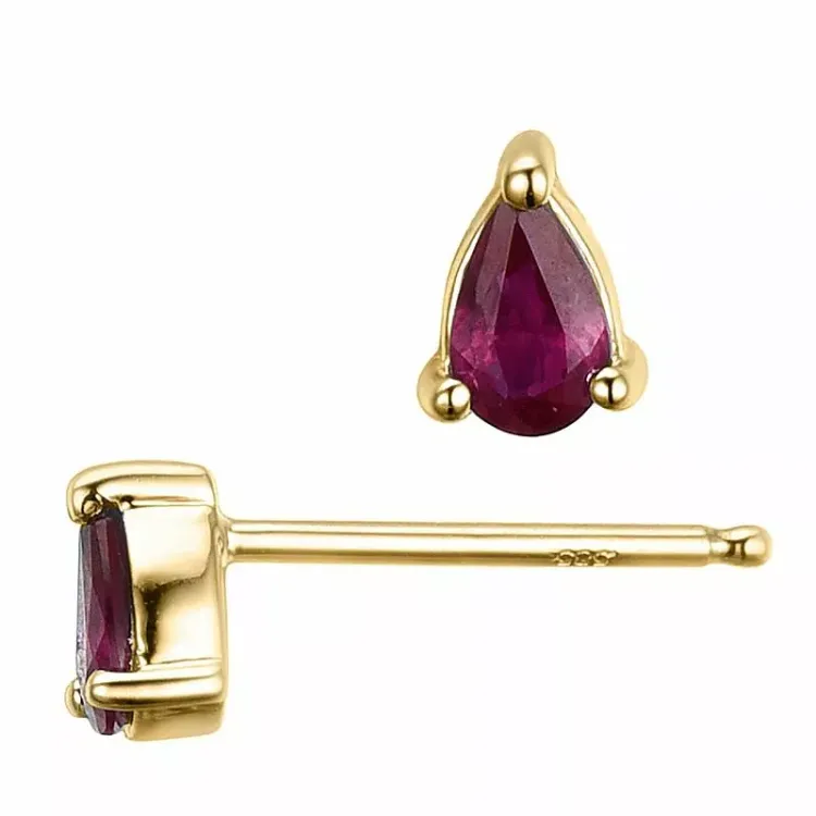 2 x 0,26 ct koru punaista rubiini nappikorvakorut 14 karaatin kultaa kanssa rubiini