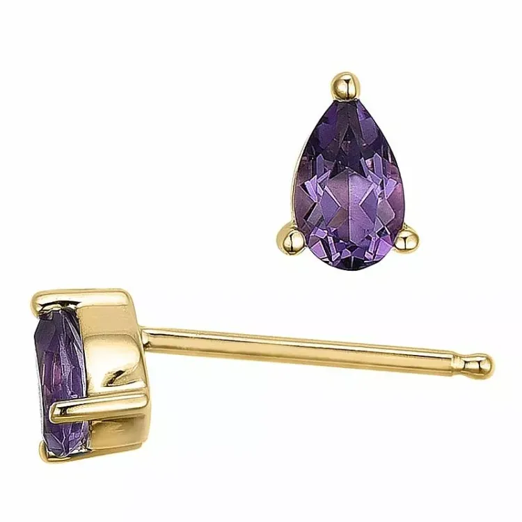 2 x 0,20 ct koru lila ametisti nappikorvakorut 14 karaatin kultaa kanssa ametisti