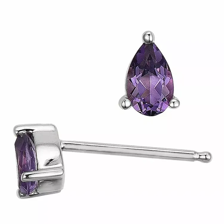 2 x 0,20 ct koru ametisti nappikorvakorut 14 karaatin valkokultaa kanssa ametisti 
