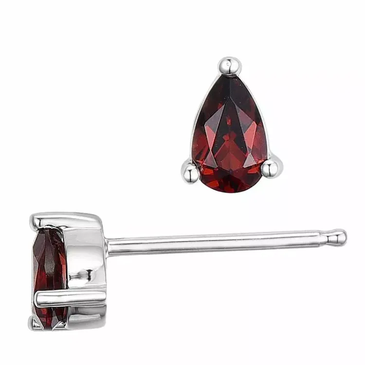 2 x 0,33 ct koru granaatti nappikorvakorut 14 karaatin valkokultaa kanssa granaatti
