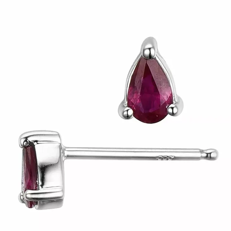 2 x 0,26 ct koru rubiini nappikorvakorut 14 karaatin valkokultaa kanssa rubiini