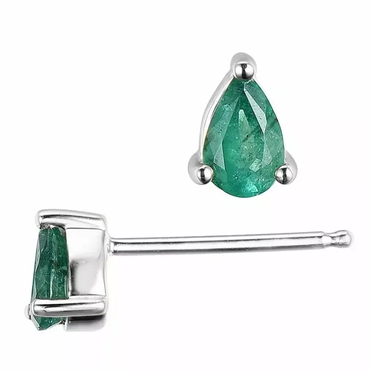 2 x 0,21 ct koru smaragdi nappikorvakorut 14 karaatin valkokultaa kanssa smaragdi 