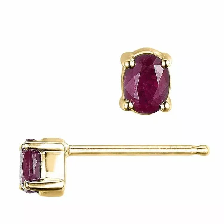 2 x 0,25 ct koru punaista rubiini nappikorvakorut 14 karaatin kultaa kanssa rubiini 