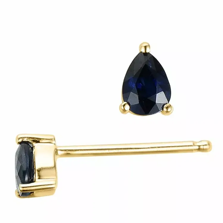 2 x 0,22 ct sininen safiiri nappikorvakorut 14 karaatin kultaa kanssa safiiri