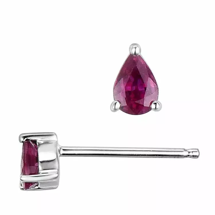 2 x 0,22 ct rubiini nappikorvakorut 14 karaatin valkokultaa kanssa rubiini 