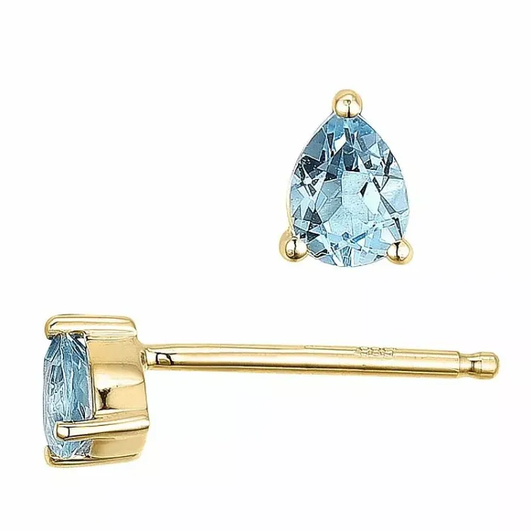 2 x 0,18 ct vaaleansininen topaasi nappikorvakorut 14 karaatin kultaa kanssa topaasi