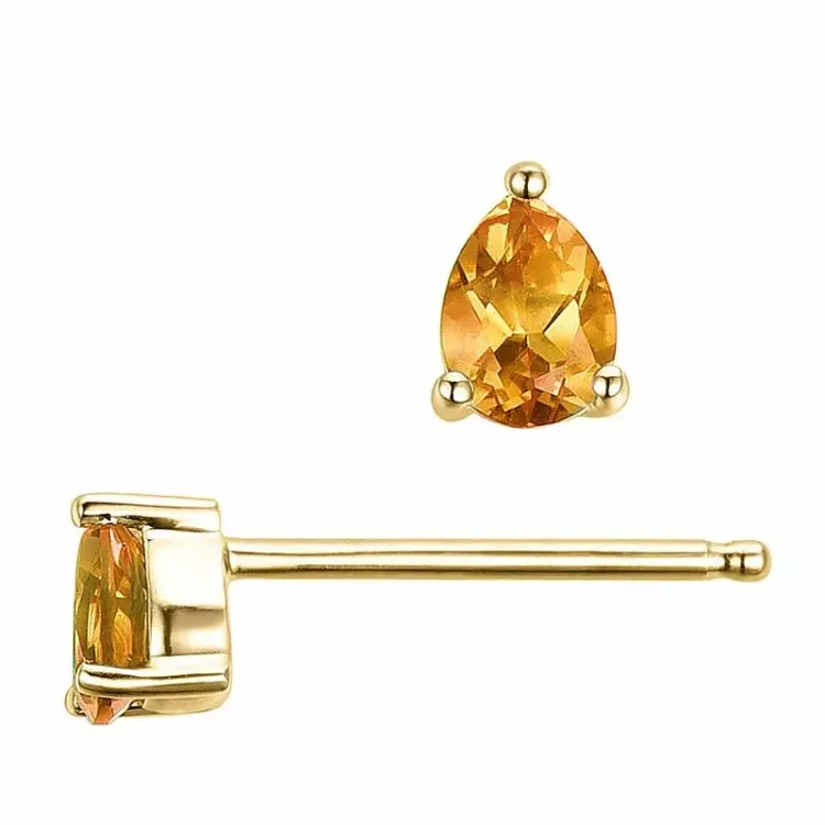 2 x 0,14 ct keltainen sitriini nappikorvakorut 14 karaatin kultaa kanssa sitriini