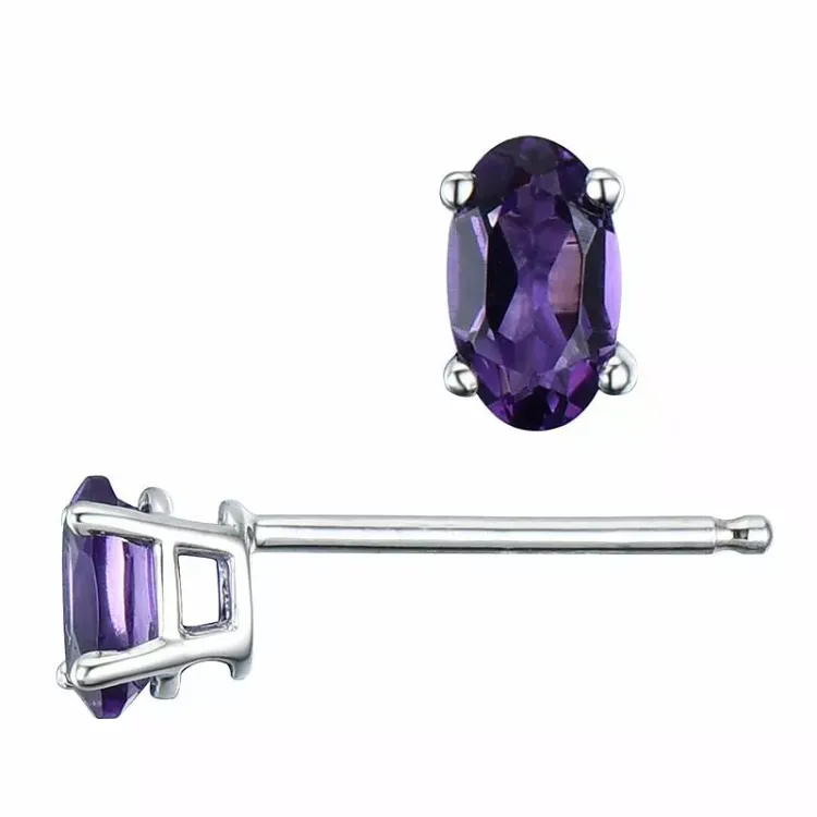 2 x 0,25 ct pisara lila ametisti nappikorvakorut 14 karaatin valkokultaa kanssa ametisti