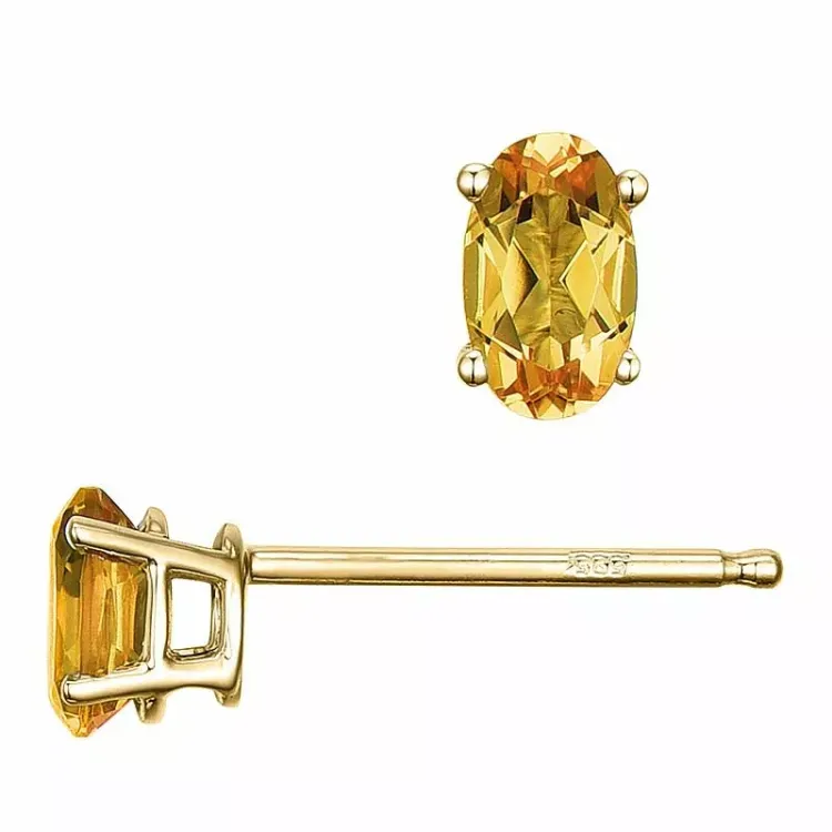 2 x 0,25 ct keltainen sitriini nappikorvakorut 14 karaatin kultaa kanssa sitriini 