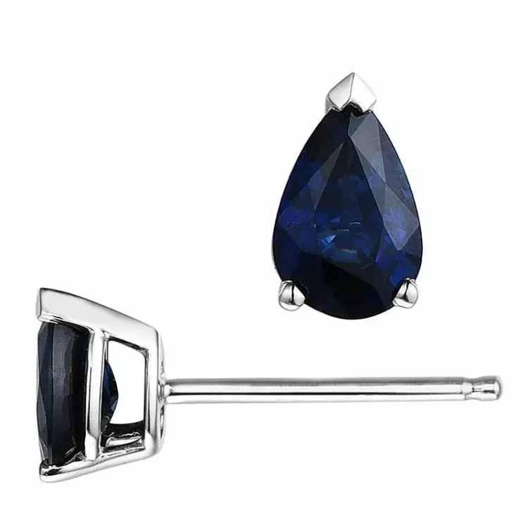 2 x 0,55 ct sininen safiiri nappikorvakorut 14 karaatin valkokultaa kanssa safiiri
