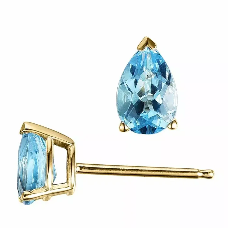 2 x 0,50 ct pisara topaasi solitaire-nappikorvakorut 14 karaatin kultaa kanssa topaasi