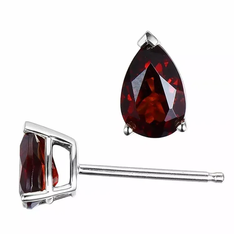 2 x 0,60 ct punaista granaatti nappikorvakorut 14 karaatin valkokultaa kanssa granaatti
