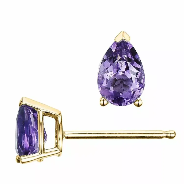 2 x 0,40 ct lila ametisti nappikorvakorut 14 karaatin kultaa kanssa ametisti