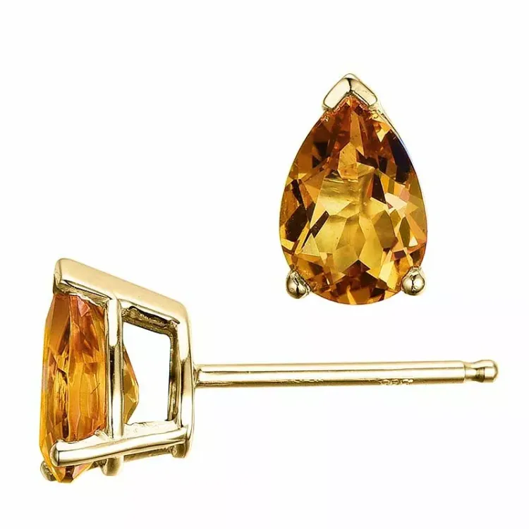 2 x 0,68 ct keltainen sitriini nappikorvakorut 14 karaatin kultaa kanssa sitriini