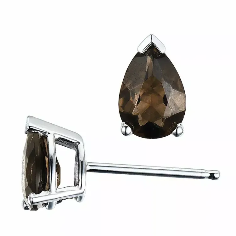 2 x 0,7 ct savunväristä kvartsi nappikorvakorut 14 karaatin valkokultaa kanssa kvartsi
