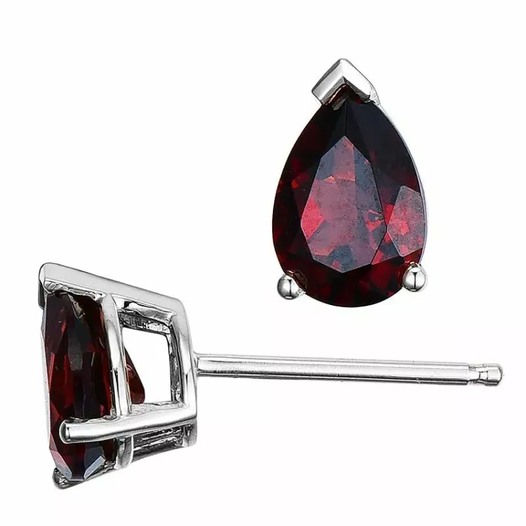 2 x 0,9 ct punaista granaatti nappikorvakorut 14 karaatin valkokultaa kanssa granaatti
