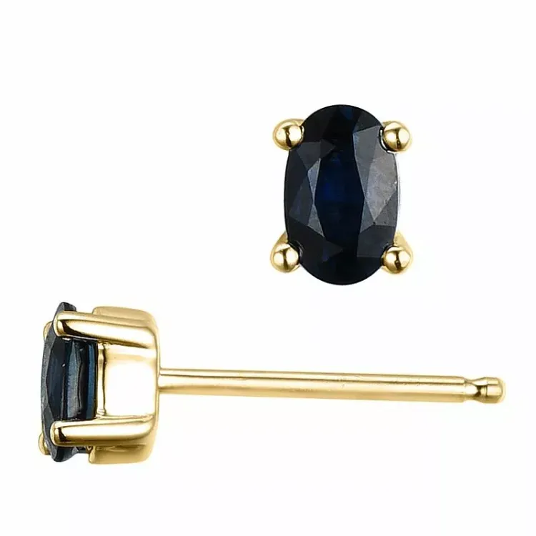 2 x 0,35 ct sininen safiiri nappikorvakorut 14 karaatin kultaa kanssa safiiri 