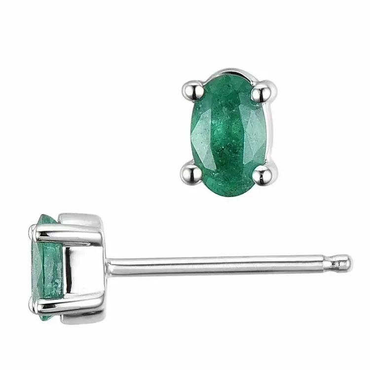 2 x 0,25 ct smaragdi nappikorvakorut 14 karaatin valkokultaa kanssa smaragdi 