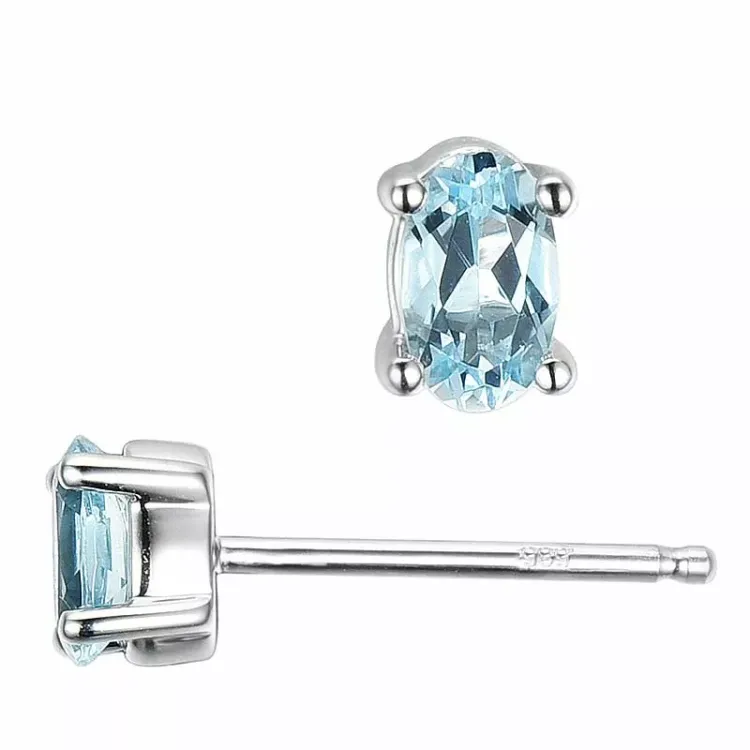 2 x 0,30 ct topaasi nappikorvakorut 14 karaatin valkokultaa kanssa topaasi 