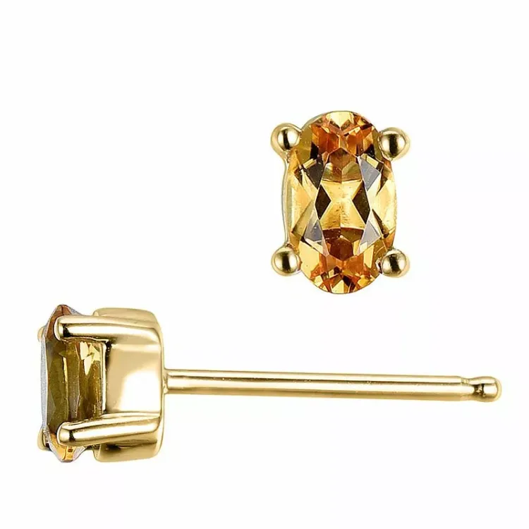 2 x 0,25 ct keltainen sitriini nappikorvakorut 14 karaatin kultaa kanssa sitriini