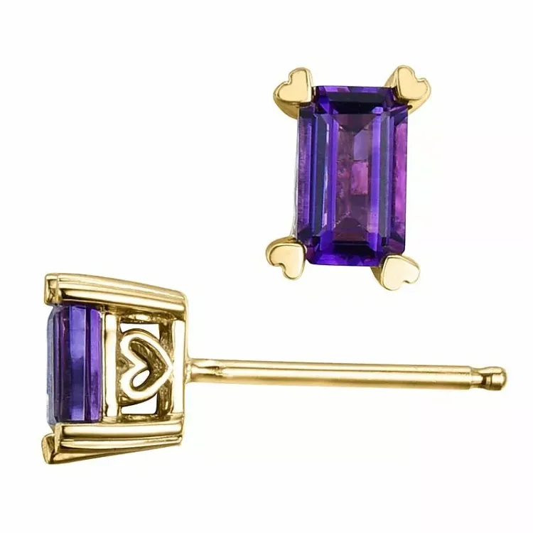 2 x 0,28 ct lila ametisti nappikorvakorut 14 karaatin kultaa kanssa ametisti